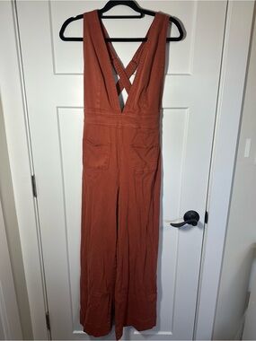 Dollhouse Rust Orange Wide-Leg Strappy Jumpsuit 044
